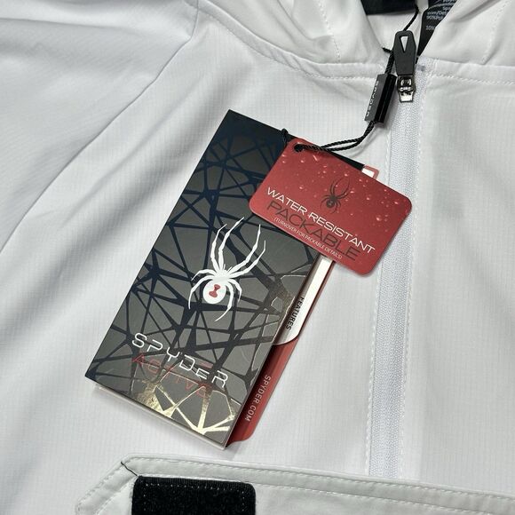 NEW Spyder Active Hoodie Pullover Light Sweatshirt White SPM881RD Men SZ Medium - Picture 15 of 15